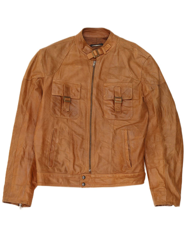 Jaqueta de couro masculina vintage UK 38 couro marrom médio