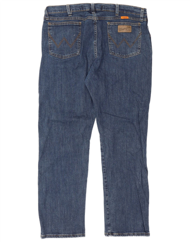 Wrangler Mens Straight Jeans W38 L30 Azul Algodão