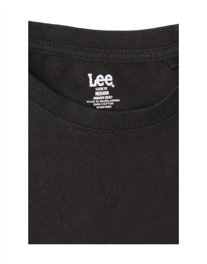 LEE Mens Classic Fit Top Manga Longa Médio Algodão Preto