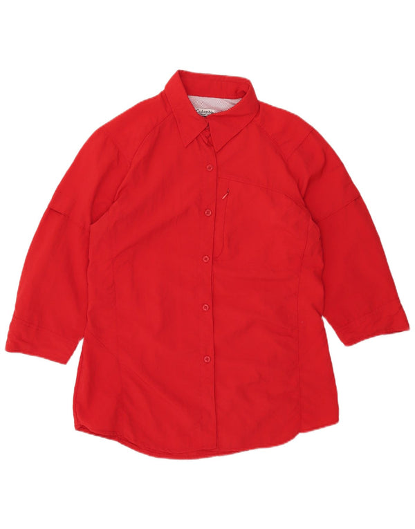 Camisa feminina Columbia manga 3/4 Reino Unido 18 XL vermelho nylon