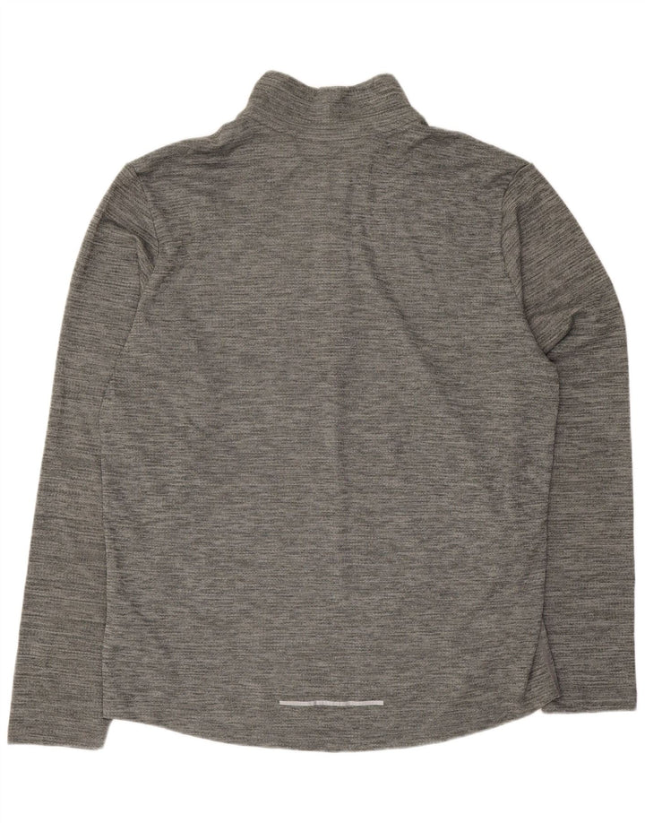 Pulôver masculino Nike Dri Fit com decote em zíper, moletom grande cinza manchado