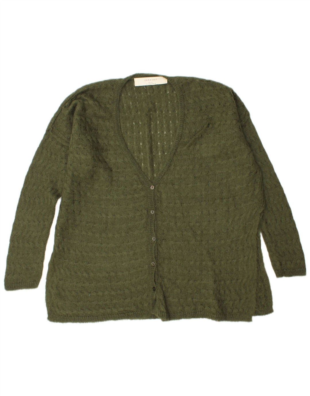 Zara Suéter Cardigan Oversized Feminino Reino Unido 14 Verde Médio