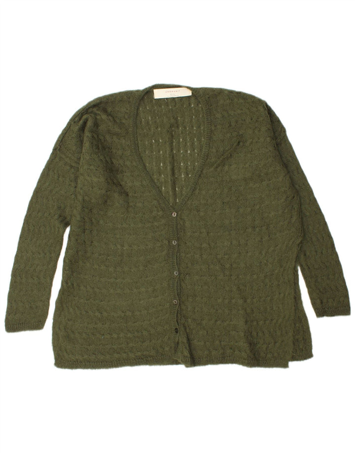 Zara Suéter Cardigan Oversized Feminino Reino Unido 14 Verde Médio
