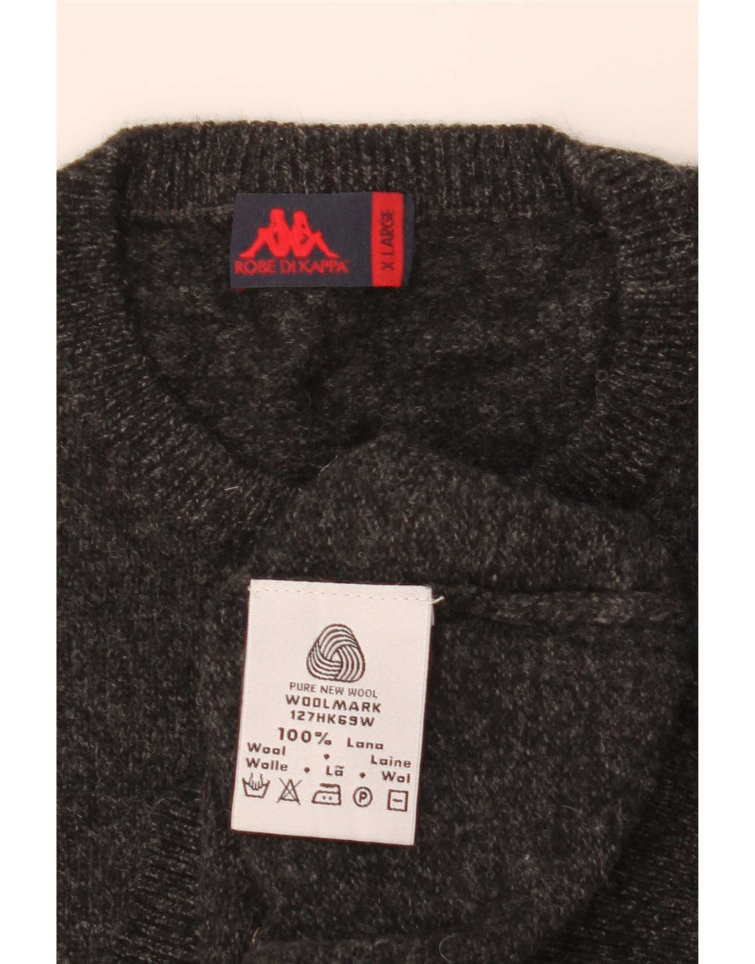 Suéter masculino Kappa com gola redonda XL lã preta