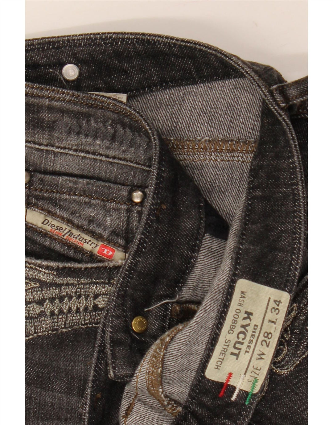 Jeans feminino diesel Kycut reto W28 L34 algodão preto