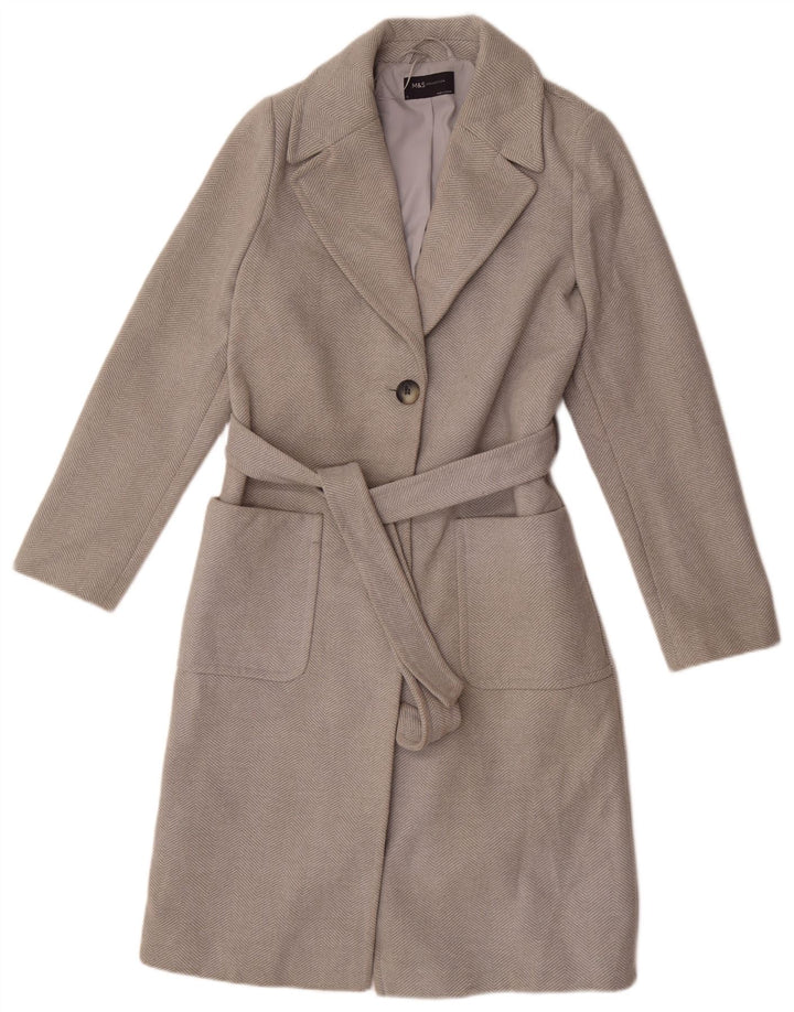 Sobretudo feminino Marks & Spencer UK 8 pequeno poliéster cinza