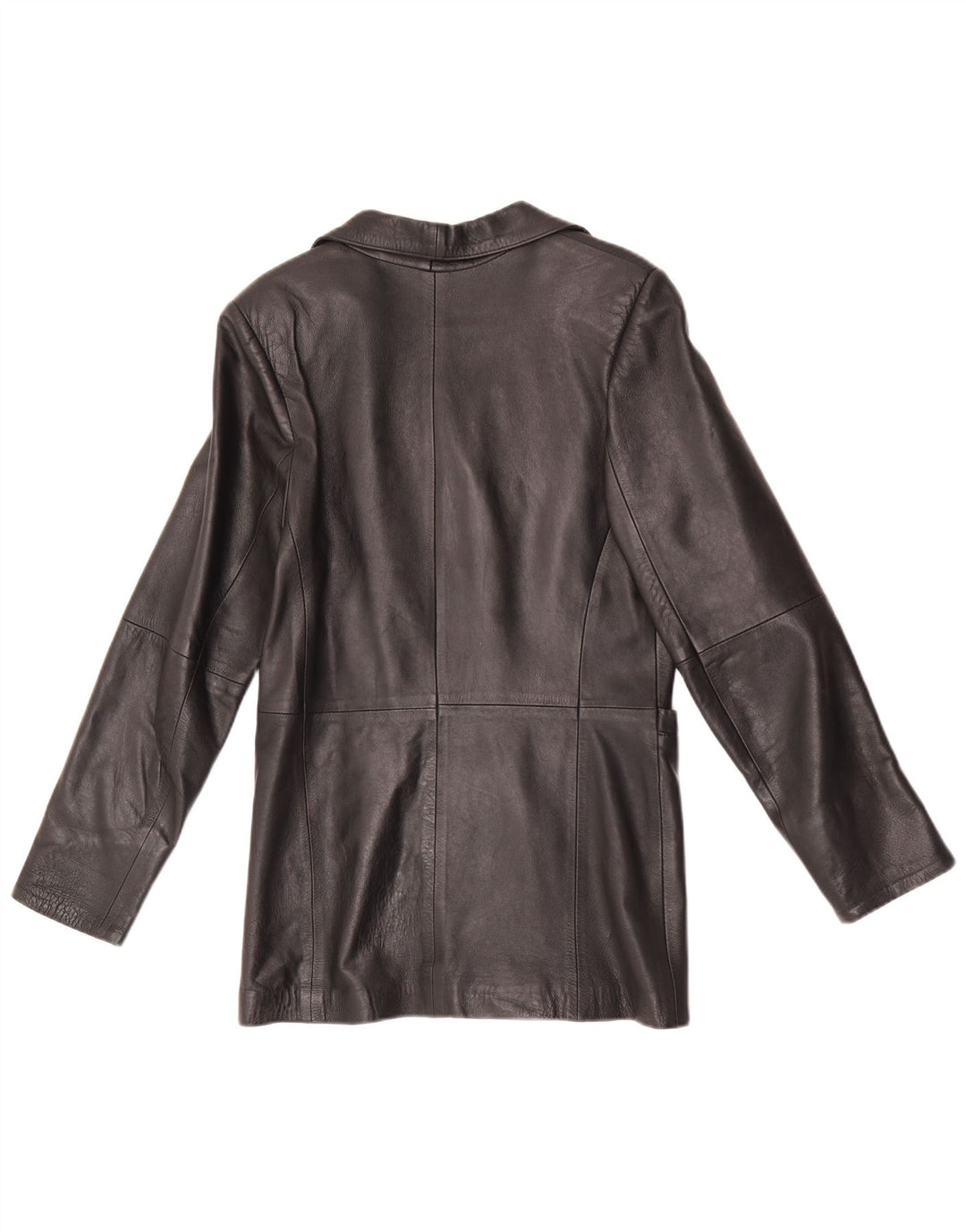 Jaqueta blazer feminina vintage de couro com 5 botões Reino Unido 8 pequena preta
