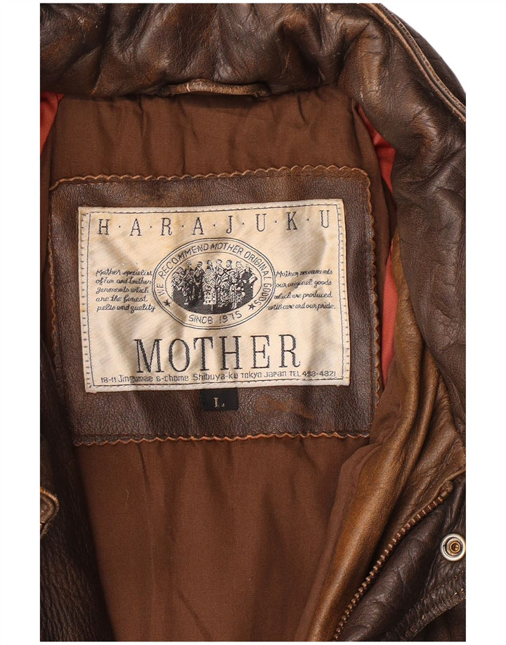 Jaqueta de couro masculina Harajuku Mother UK 40 grande couro marrom