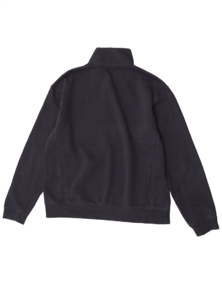 Moletom masculino Zara com zíper e gola alta de algodão azul marinho