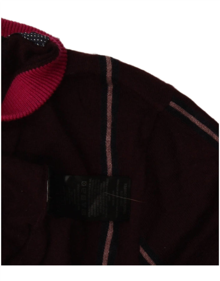Suéter masculino Ted Baker com gola redonda e lã listrada pequena cor de vinho
