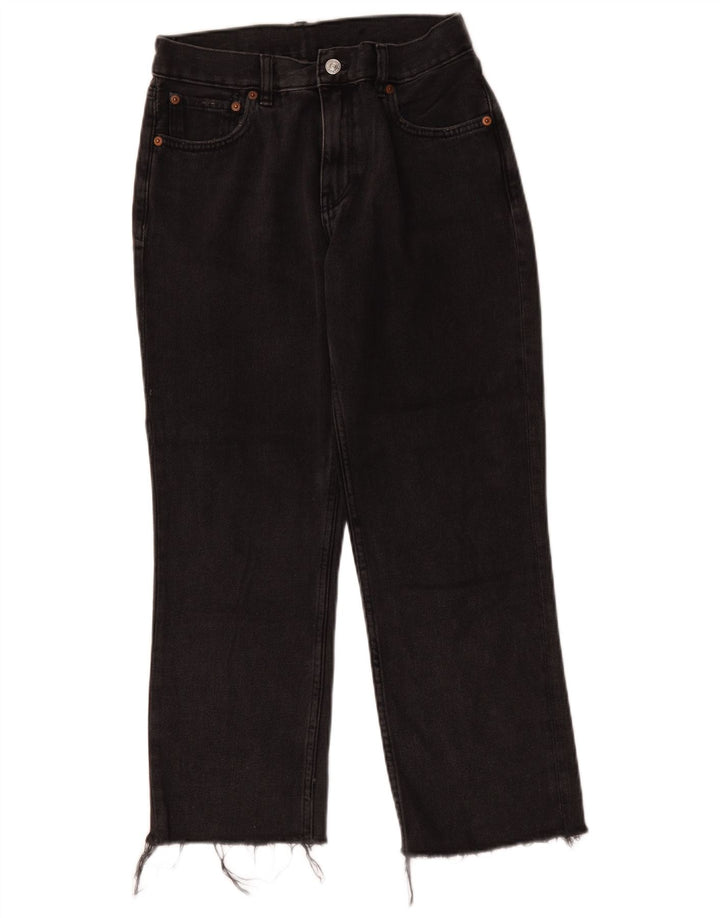 Jeans retos femininos vintage W30 L25 algodão preto