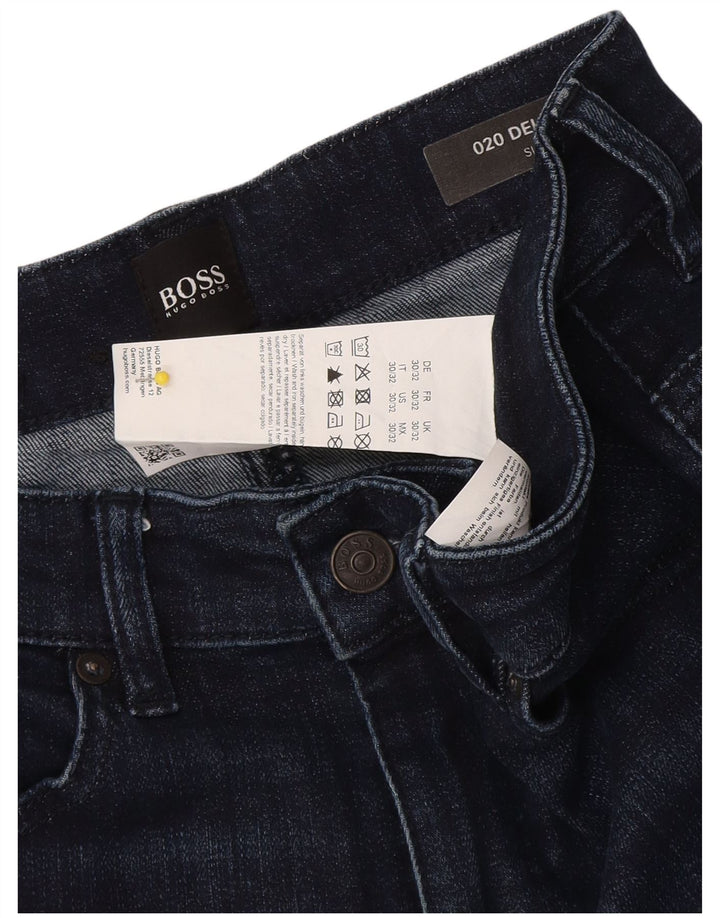 Hugo Boss Masculino Stretch Slim Jeans W30 L32 Azul Marinho Algodão