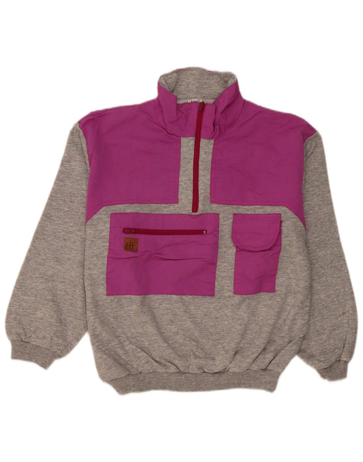 Belfe & Belfe Moletom masculino com zíper e gola em jumper IT 52 grande bloco colorido cinza