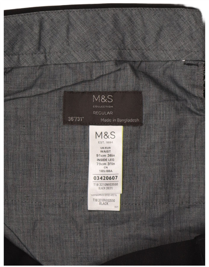 Calça masculina Marks & Spencer de ajuste regular reto W36 L31 preta