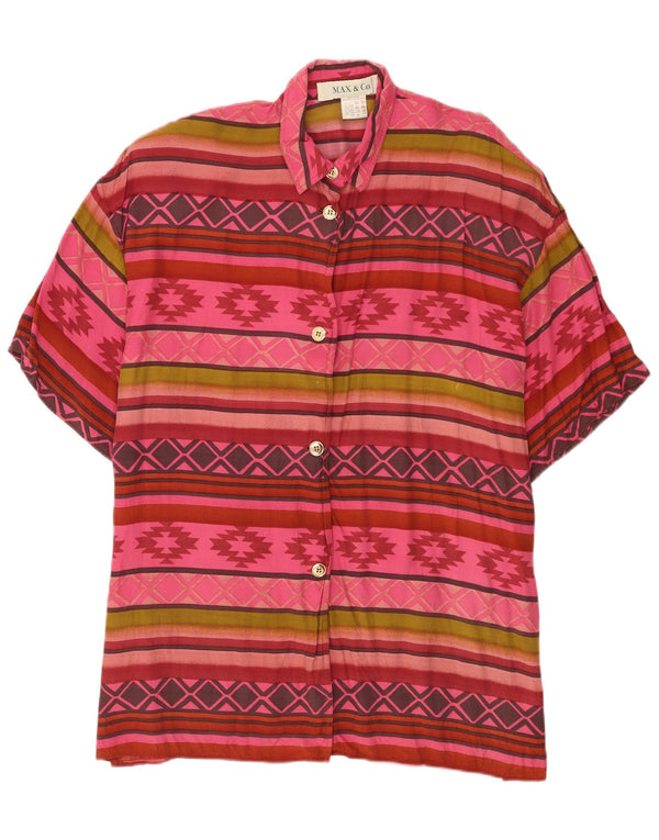 Max&Co. Camisa feminina manga curta UK 12 média multicolorida geométrica
