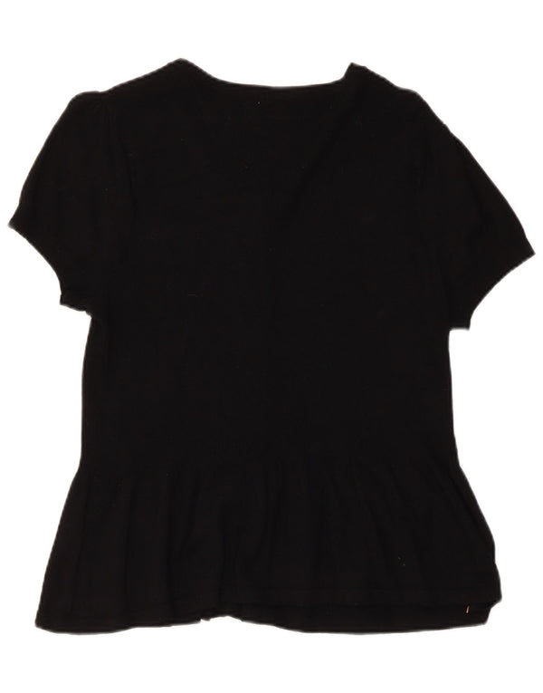 Blusa feminina de manga curta Marks & Spencer Reino Unido 18 grande viscose preta