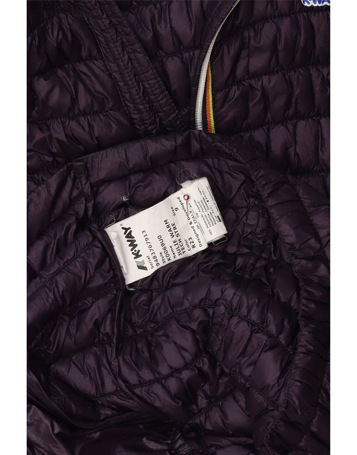 Jaqueta feminina acolchoada com capuz K-WAY EUA 9 poliéster roxo médio