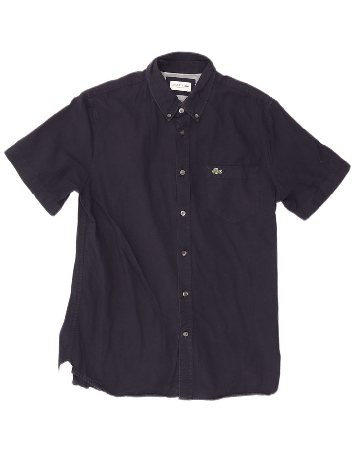 Camisa masculina Lacoste manga curta regular fit médio algodão azul marinho