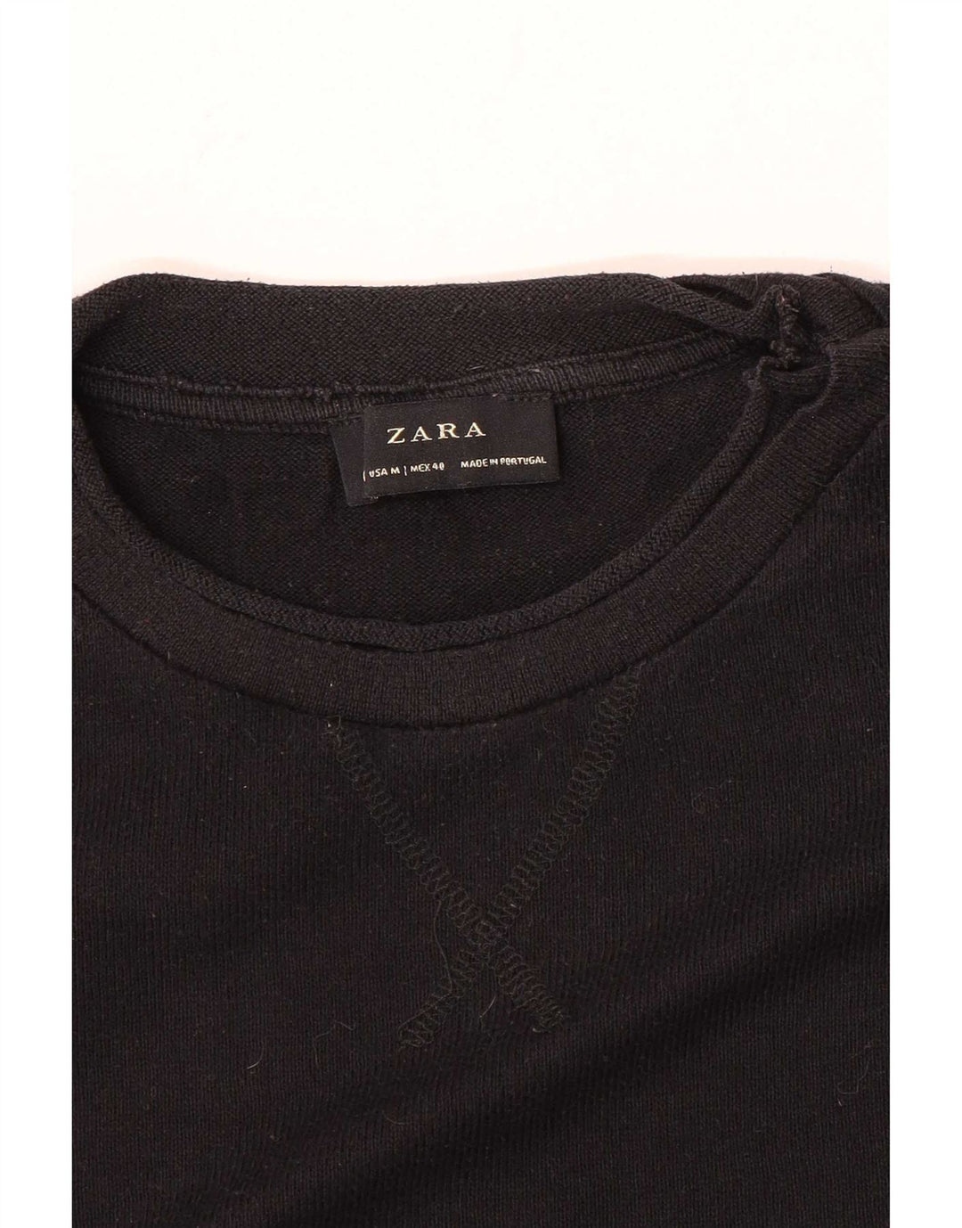 Zara Suéter masculino com gola redonda, preto médio