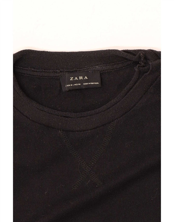 Zara Suéter masculino com gola redonda, preto médio