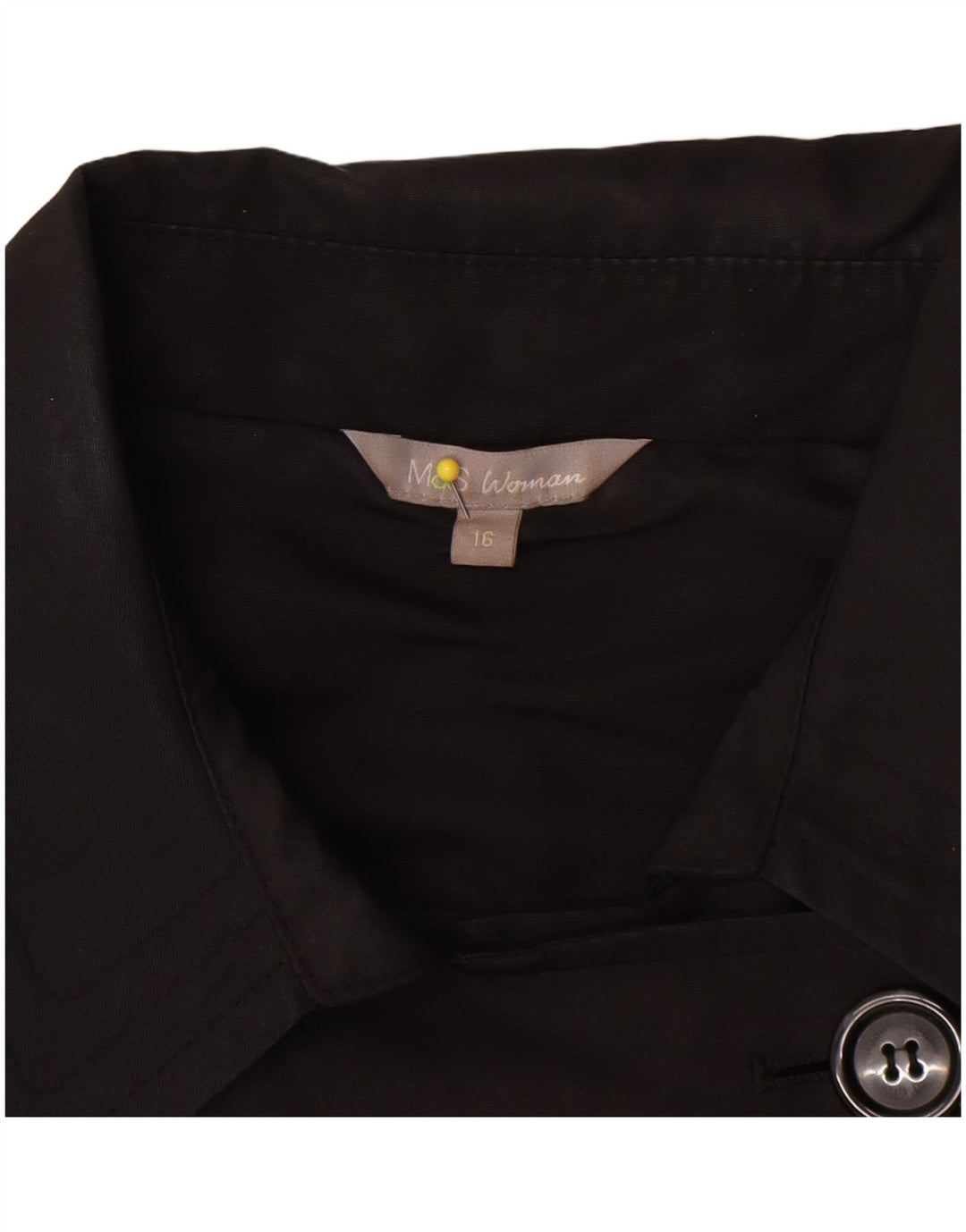 Casaco impermeável feminino Marks & Spencer Reino Unido 16 grande poliéster preto