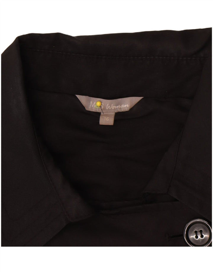 Casaco impermeável feminino Marks & Spencer Reino Unido 16 grande poliéster preto
