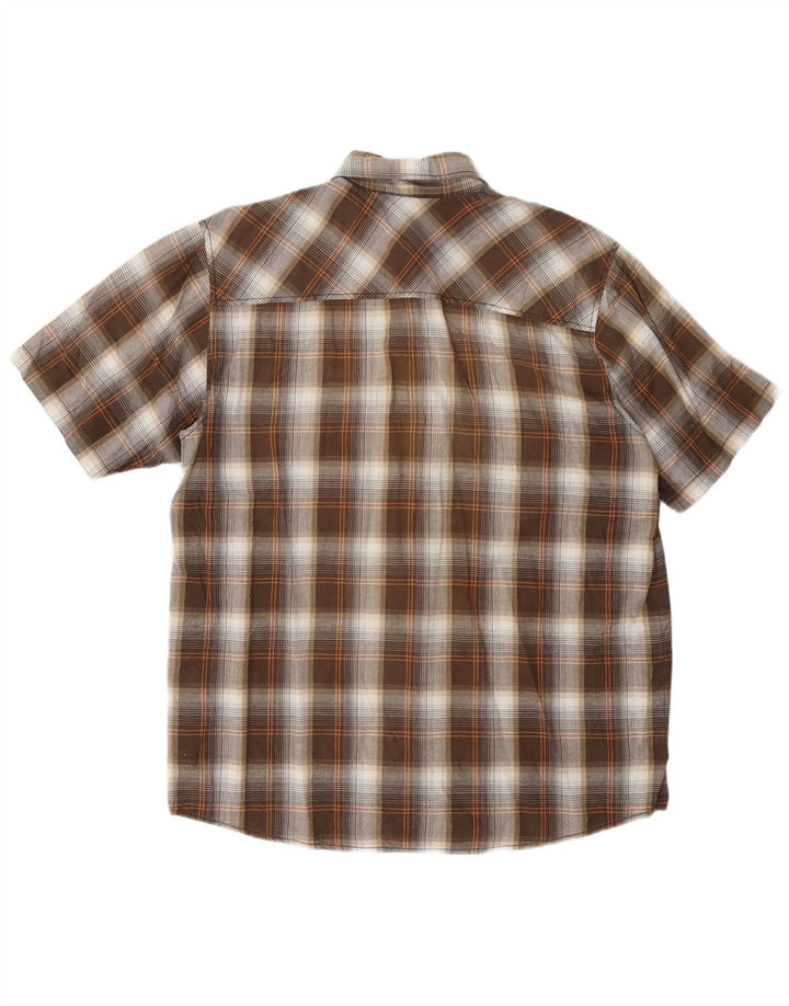 Camisa masculina de manga curta CARHARTT grande algodão xadrez marrom