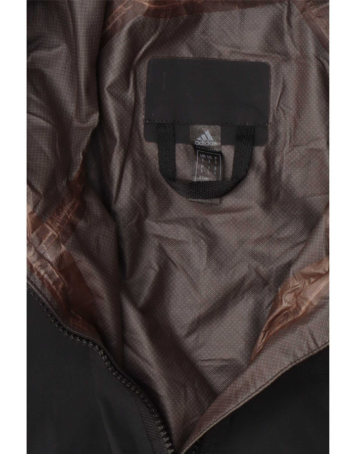 Adidas Mens Hooded Rain Jacket UK 40 Grande Preto Geométrico