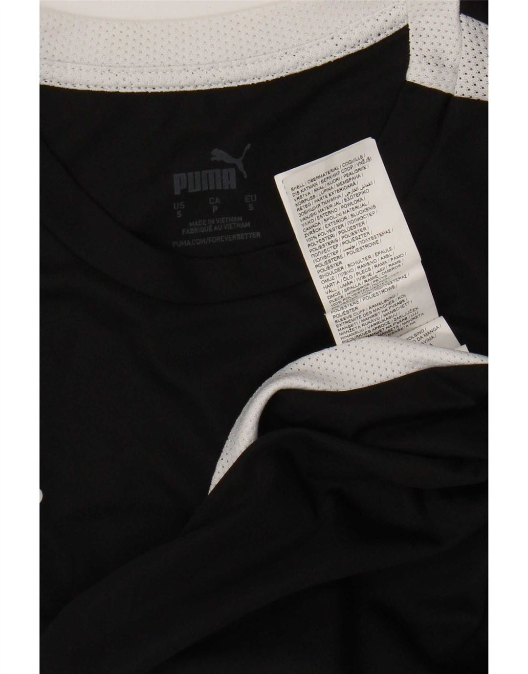 Camiseta masculina Puma pequena preta colorblock poliéster