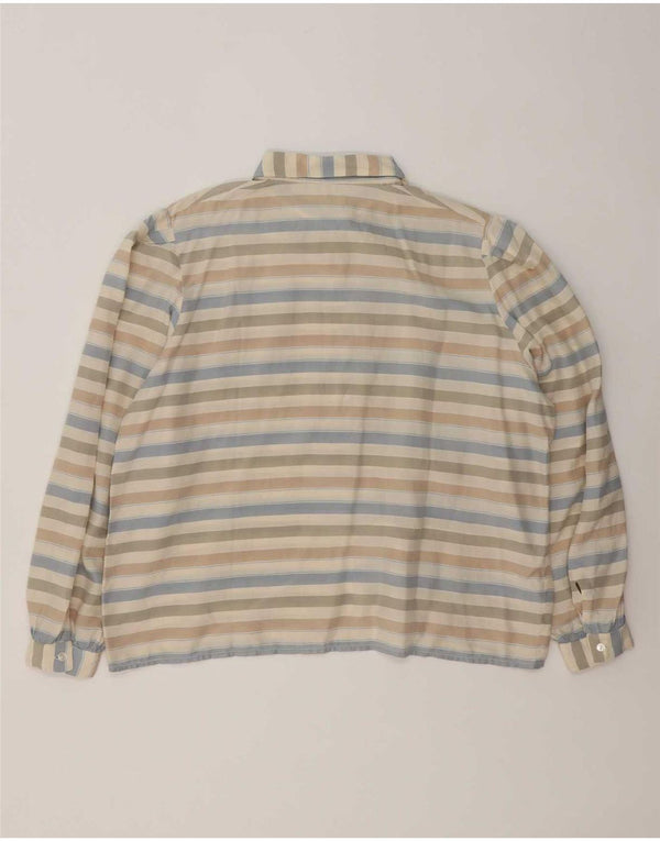 Camisa vintage feminina UK 18 XL listrada multicolorida