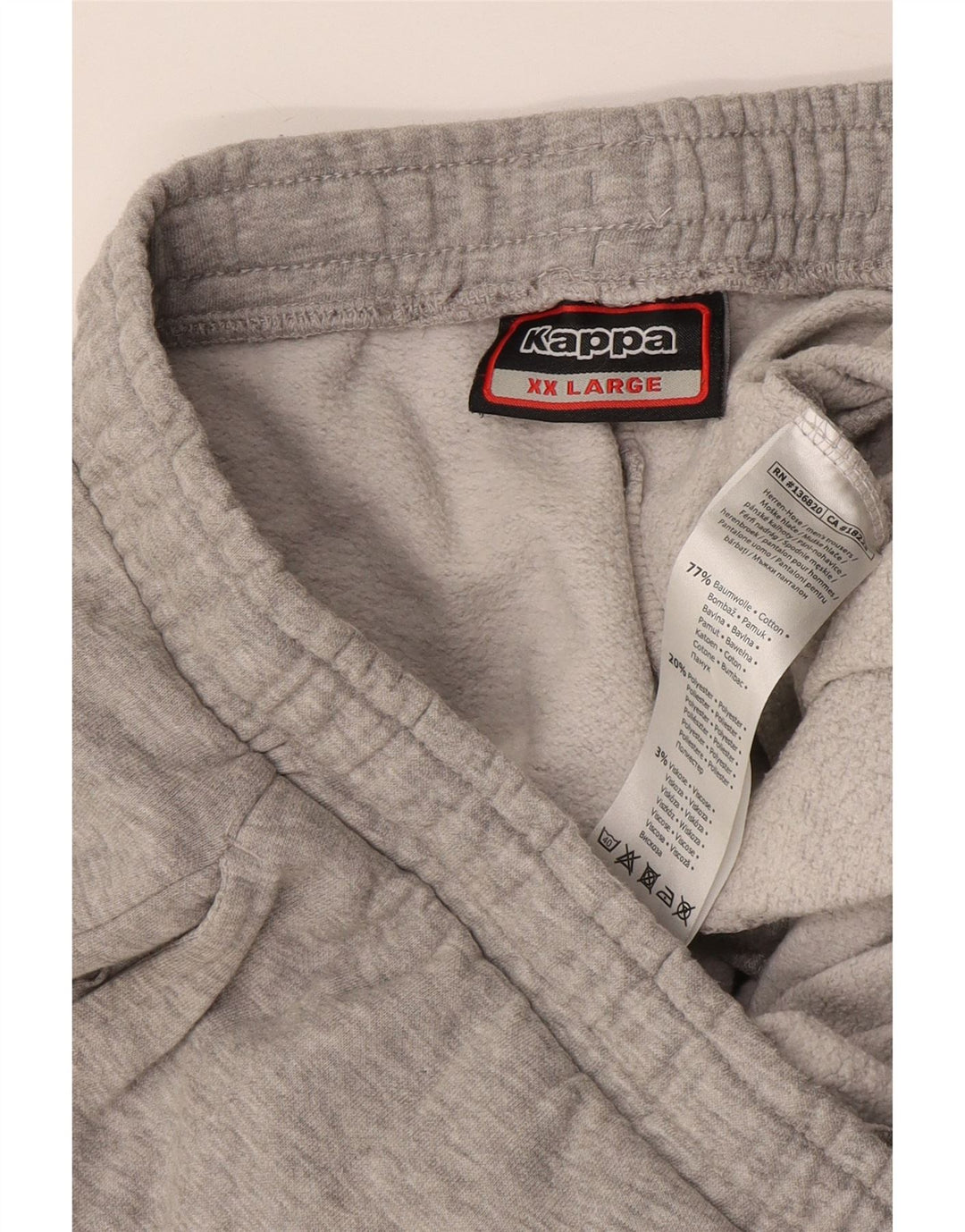 Kappa Calça de treino masculina gráfica Joggers 2XL algodão manchado cinza