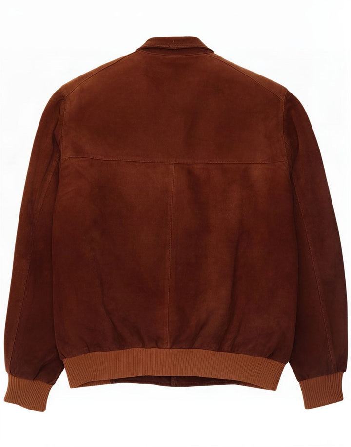 Vintage Mens Suede Bomber Jacket UK 40 Large Brown Leather