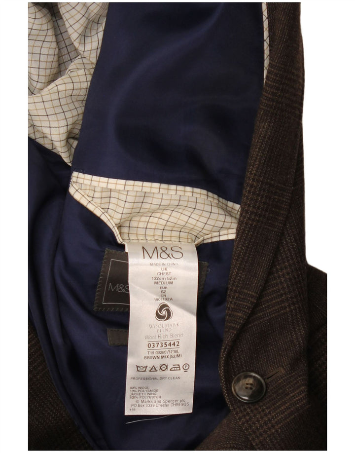 Jaqueta blazer masculina de 2 botões Marks & Spencer UK 52 3XL marrom Houndstooth
