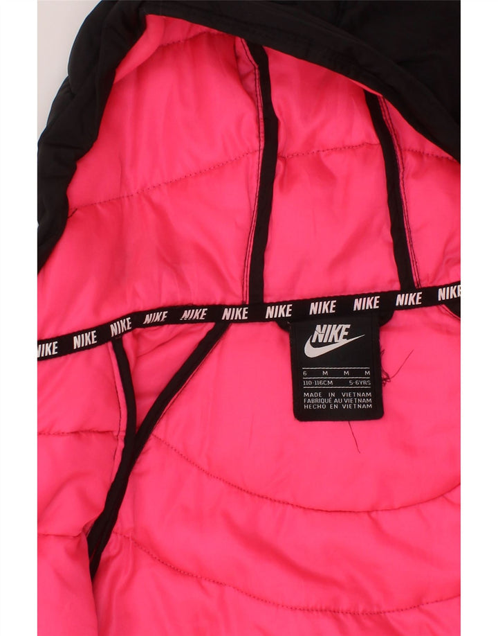 Jaqueta acolchoada com capuz para meninas NIKE 5-6 anos médio preto colorblock