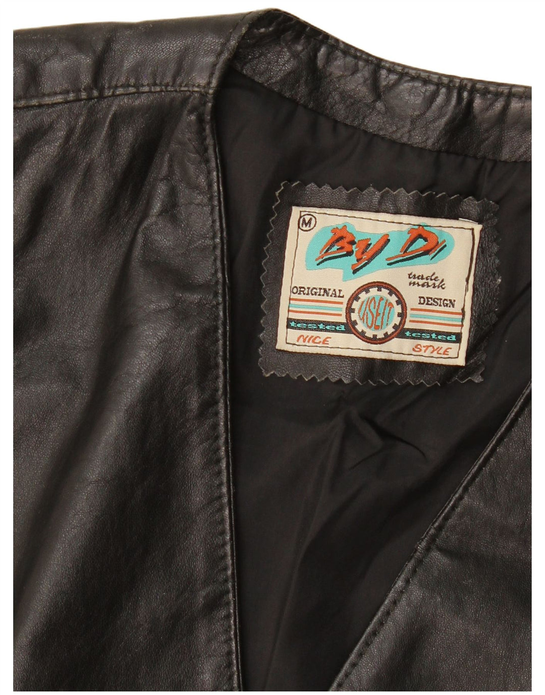 Colete de couro masculino VINTAGE médio preto