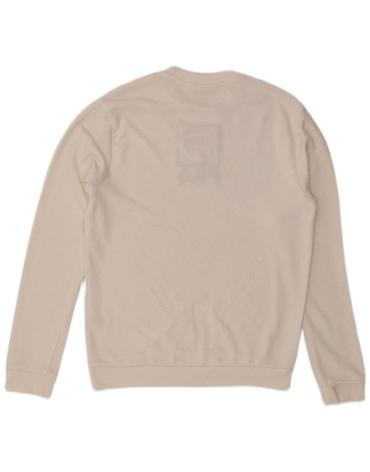 FILA Mens Graphic Moletom Jumper Pequeno Algodão Branco
