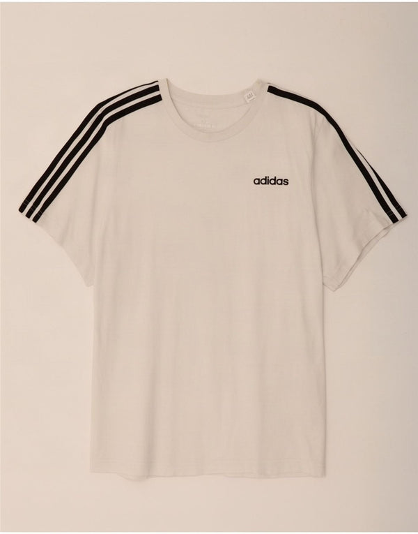 Adidas Mens Camiseta Top Médio Algodão Branco