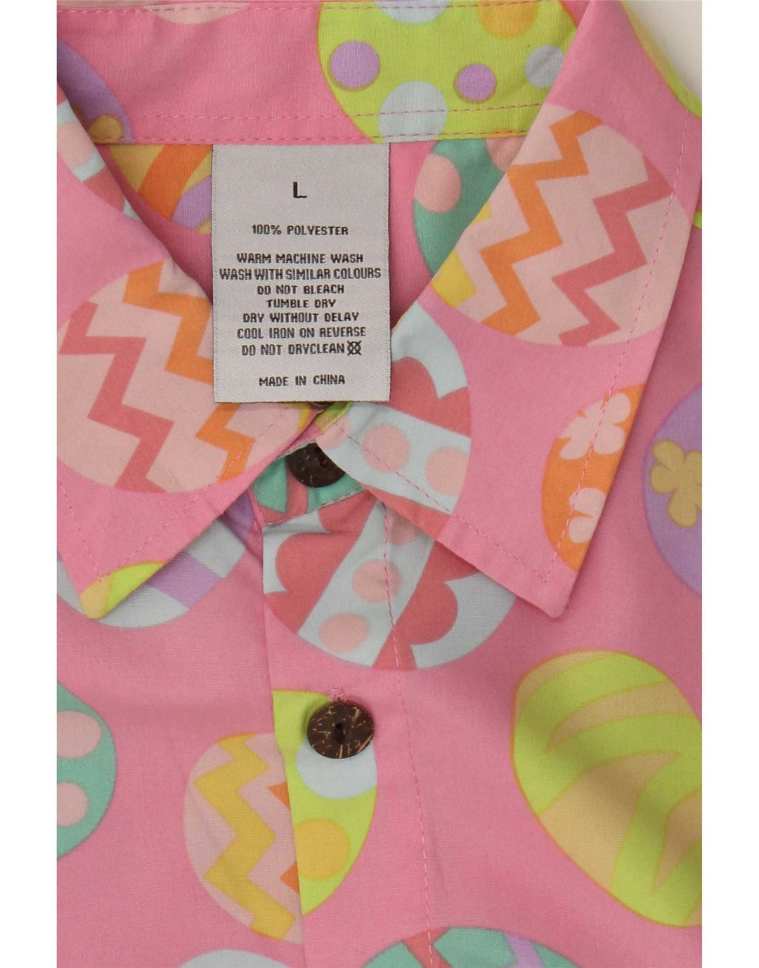 Camisa masculina vintage de Páscoa abstrata padrão manga curta grande rosa