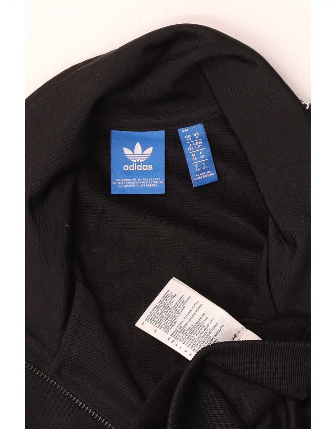 Adidas Womens Graphic Tracksuit Top Jacket UK 10 Pequeno Poliéster Preto