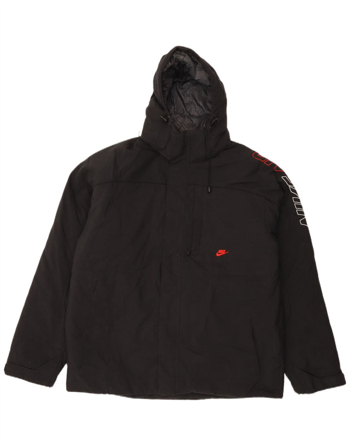 Jaqueta masculina Nike Graphic com capuz acolchoada Reino Unido 42/44 grande poliéster preto