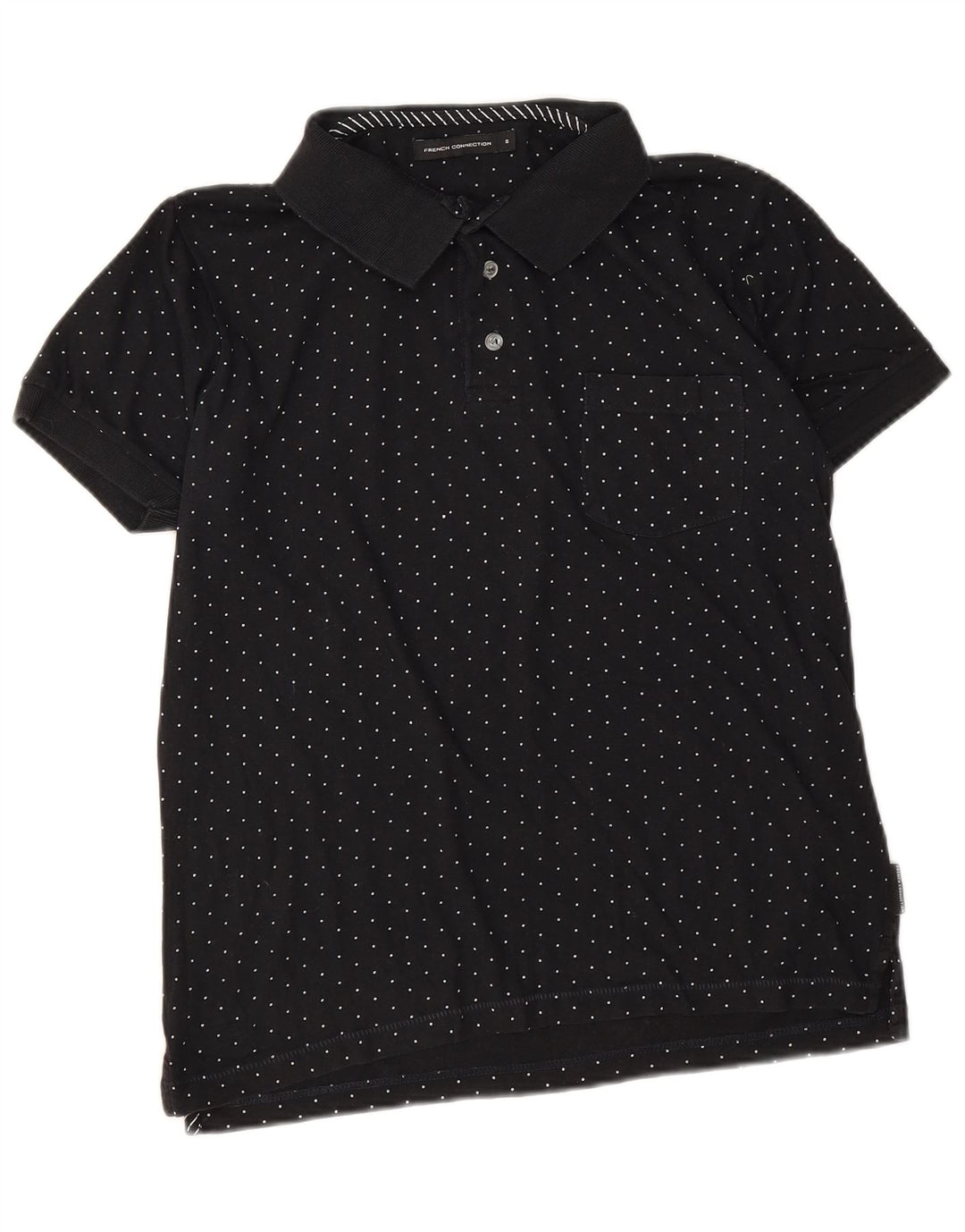 Camisa polo masculina French Connection algodão manchado preto pequeno