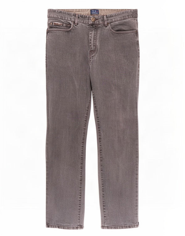 Trussardi Calça jeans reta masculina W32 L32 algodão cinza