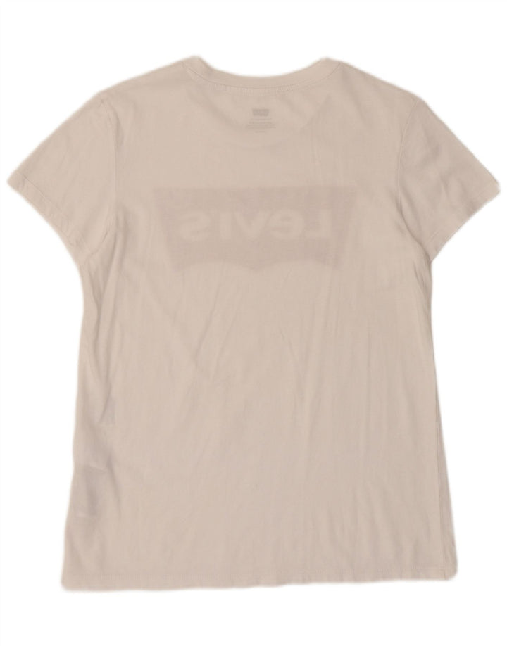 Camiseta feminina gráfica LEVI'S UK 10 algodão branco pequeno