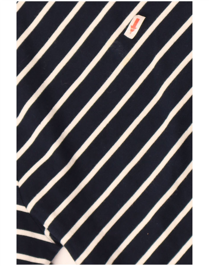 Zara Suéter masculino com gola redonda e algodão listrado azul marinho médio