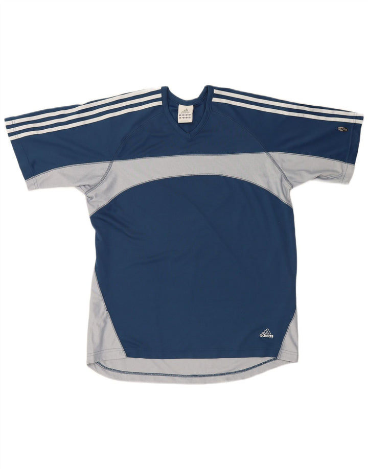 Adidas Mens Climacool Camiseta Top Grande Azul Marinho Colourblock Poliéster