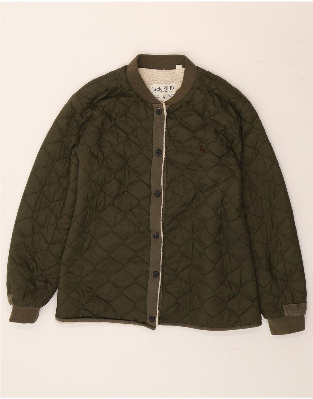 Jaqueta feminina Sherpa acolchoada Jack Wills Reino Unido 14 grande poliamida verde
