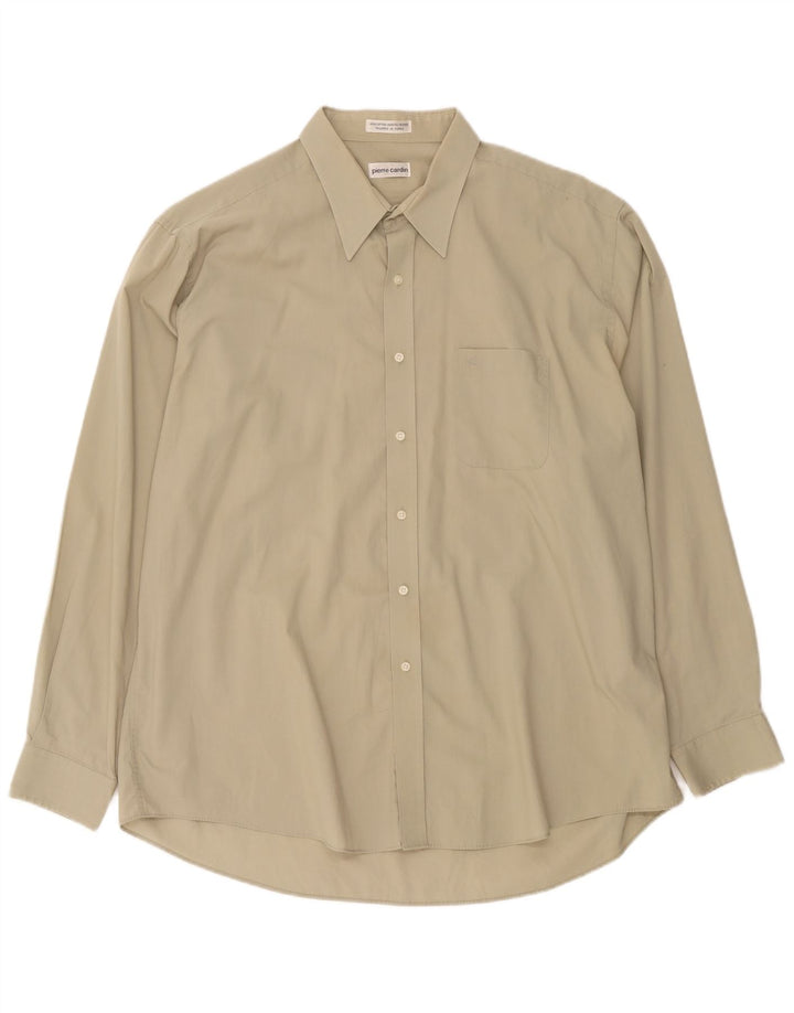Camisa masculina Pierre Cardin tamanho 18 2XL algodão bege