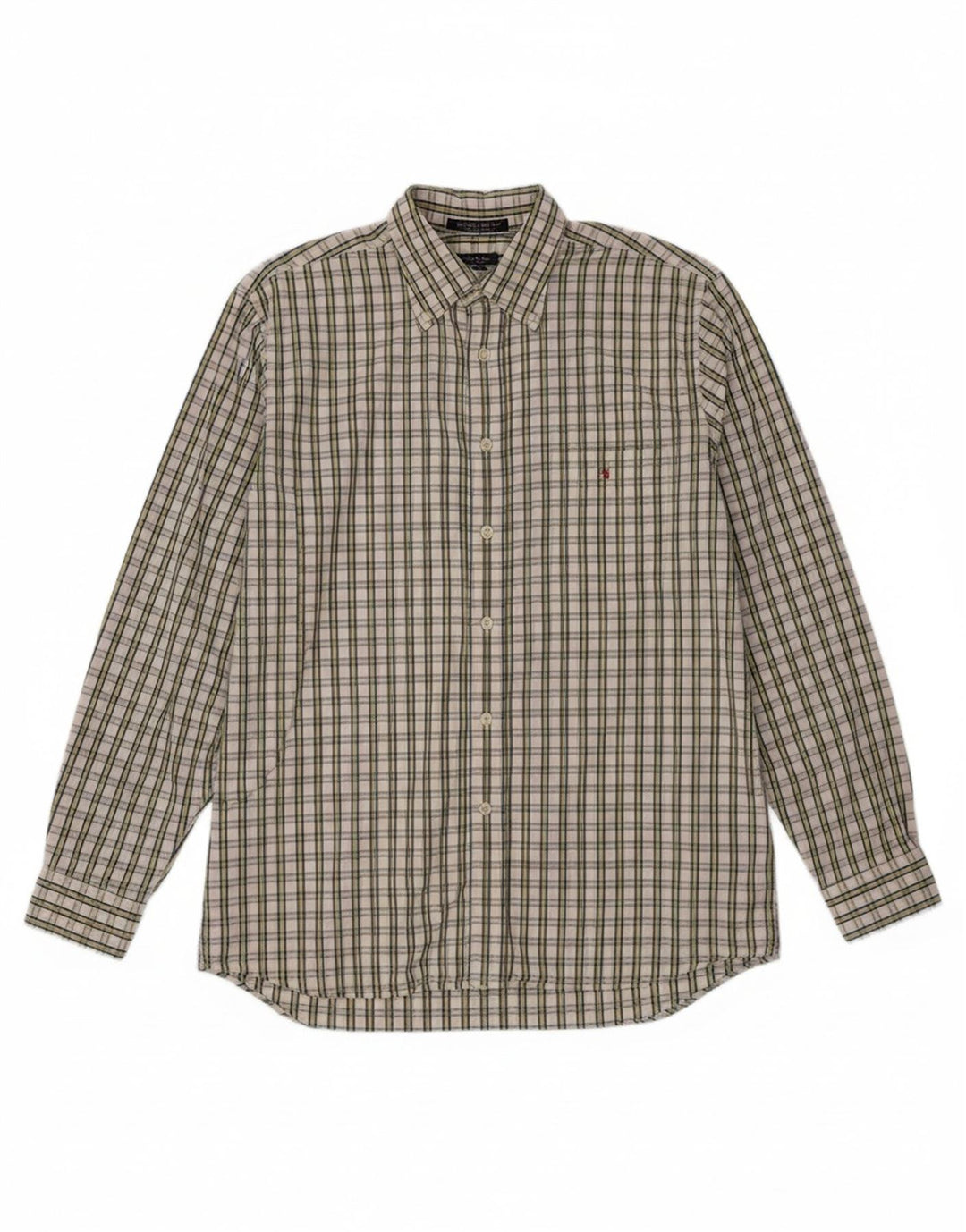 Camisa masculina GANT de algodão xadrez branco médio
