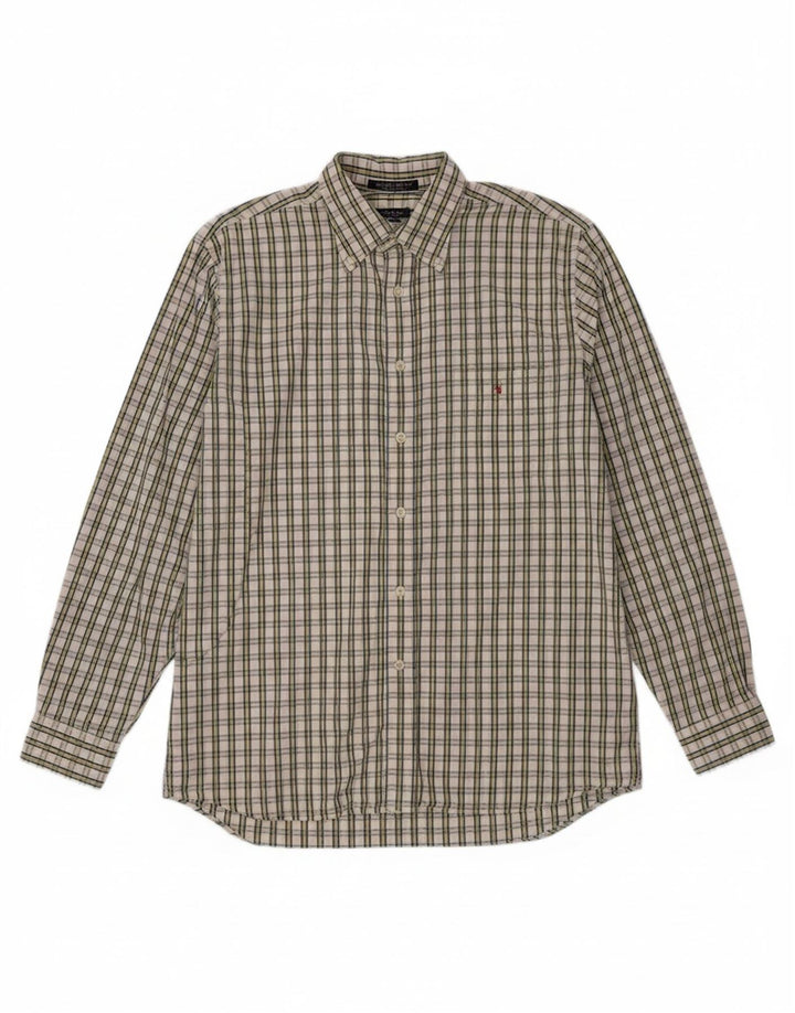 Camisa masculina GANT de algodão xadrez branco médio
