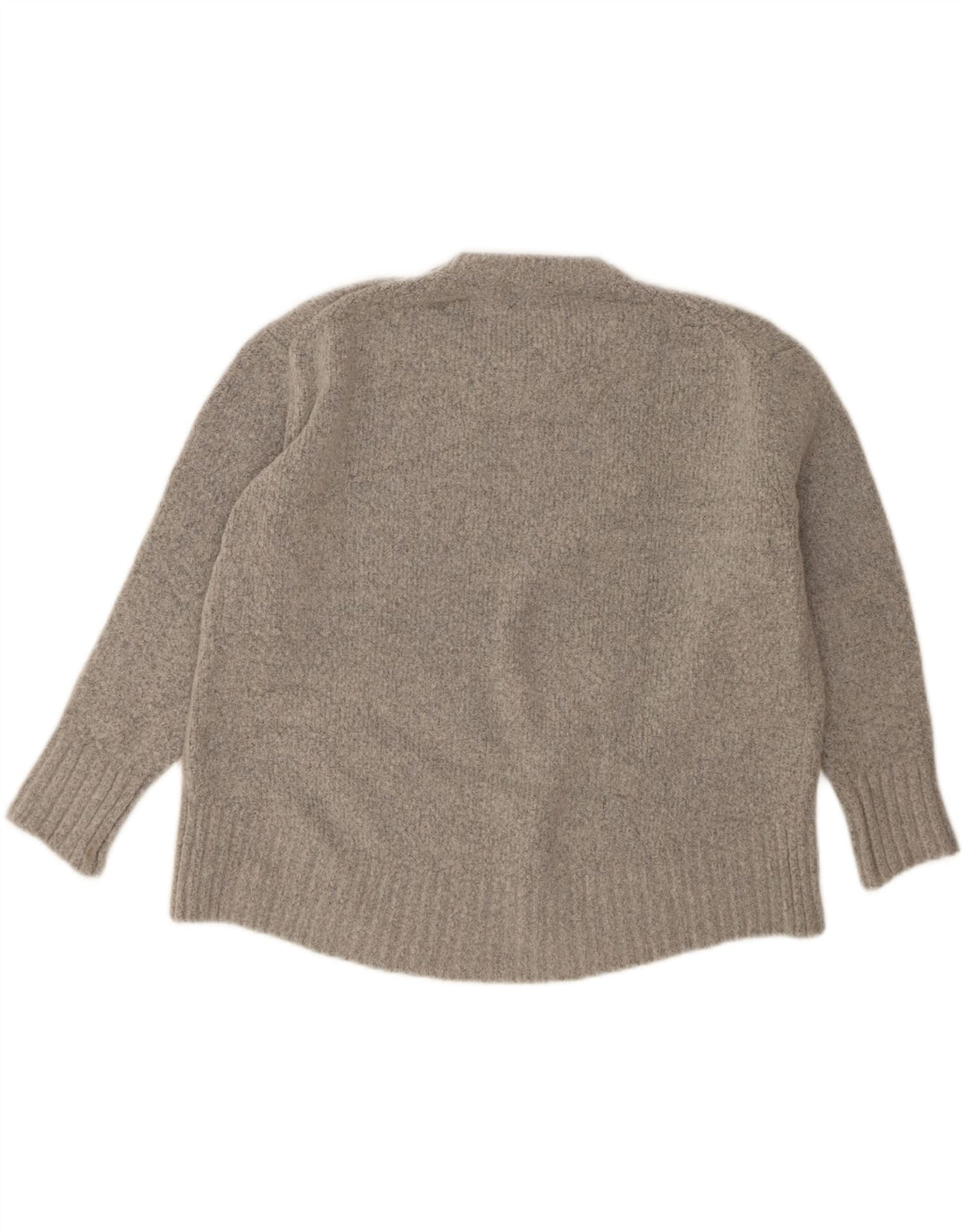 Zara Suéter feminino oversized com gola redonda Reino Unido 10 pequeno cinza